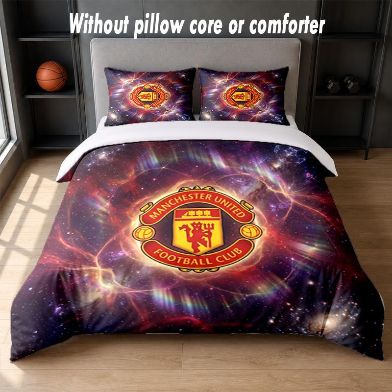 Manchester United Diseño Juego de Cama Ropa de Cama 1 Funda Nórdica + 2 Fundas de Almohada Suave Transpirable Ropa de Cama para el Hogar