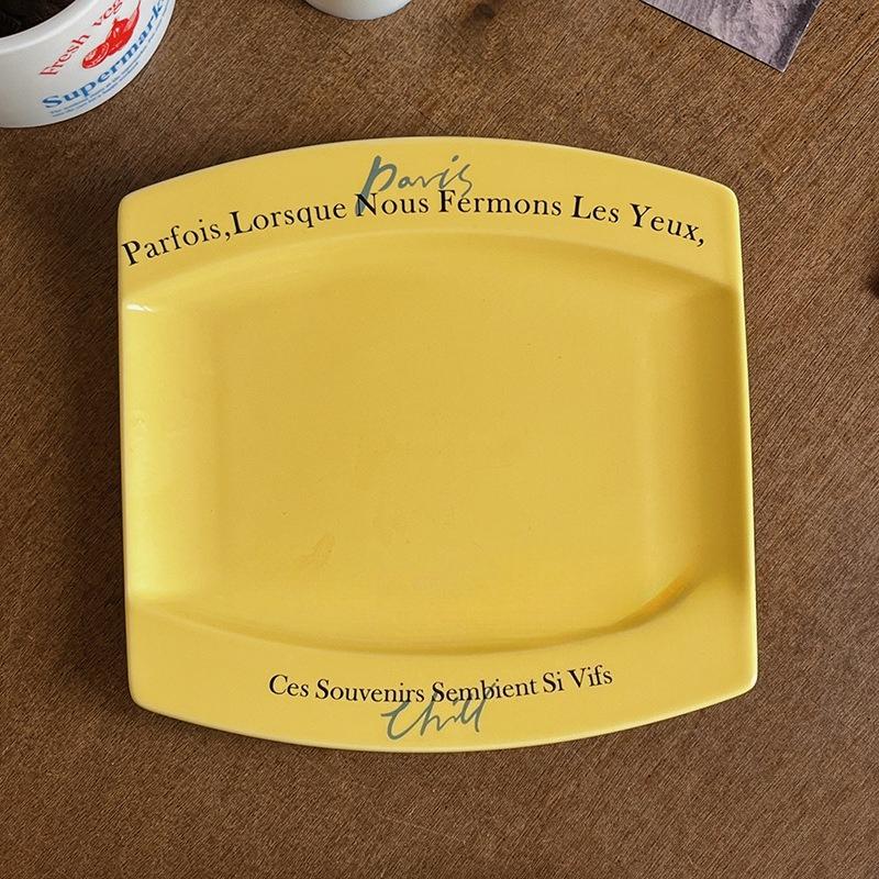 Korejský Ins Styl Dezertní Talíř Vintage Francouzský Keramický Snídaňový Talíř Talíř na Chléb Dort Elegantní