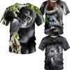 Summer Animal T-shirt Gorilla/monkey 3D Printed Gorilla Middle Finger Parody Neutral Round Neck Short Sleeved Shirt