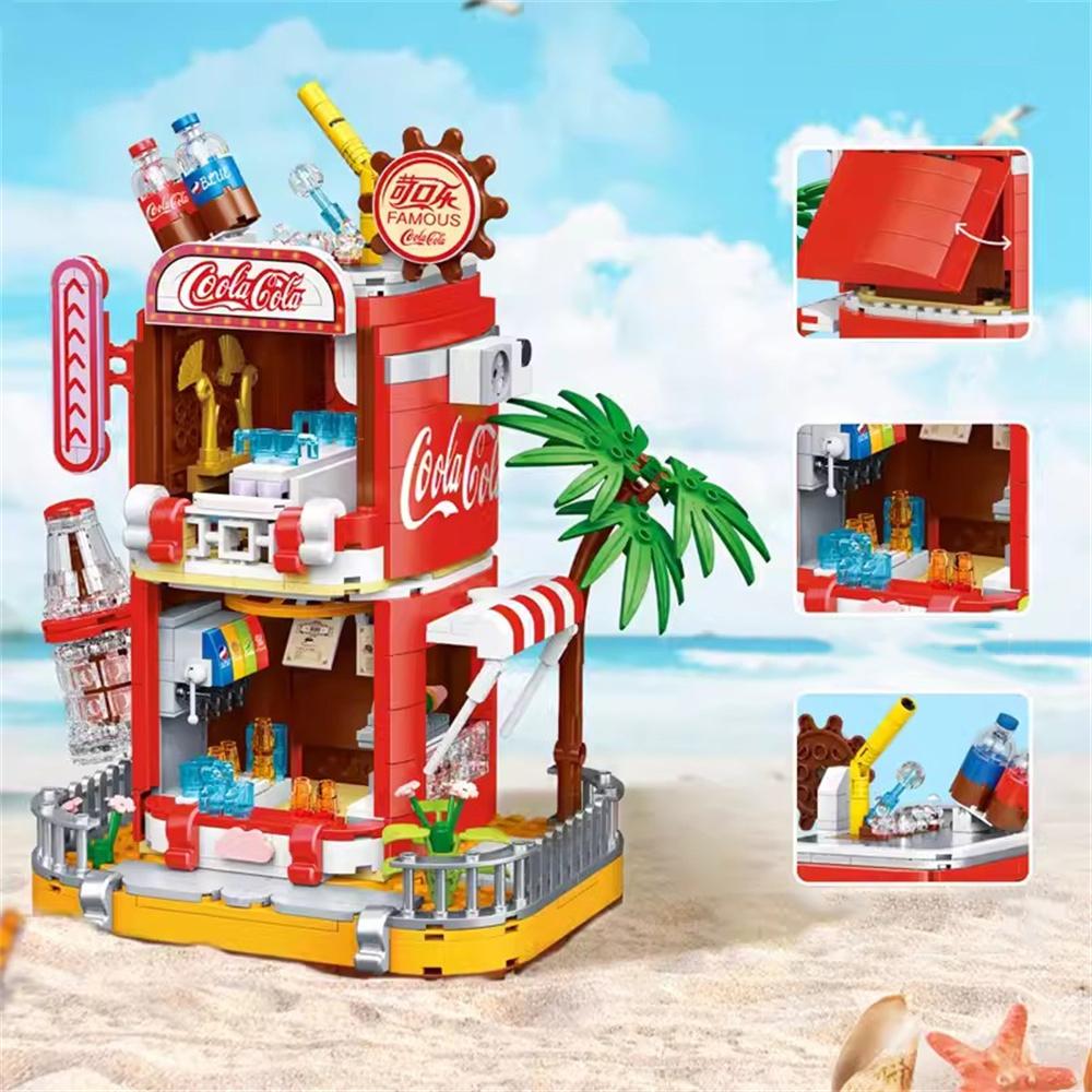 Coconut Tree House Coffee Shop & Beverage Hut Mini Building Blocks Toy Set: Captures Summer Scenery Brings Joy Refreshing Fun