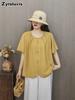 Summer New Modal Cotton Linen Loose Oversized V-Neck Sweatshirt Shirt Women's T-Shirt