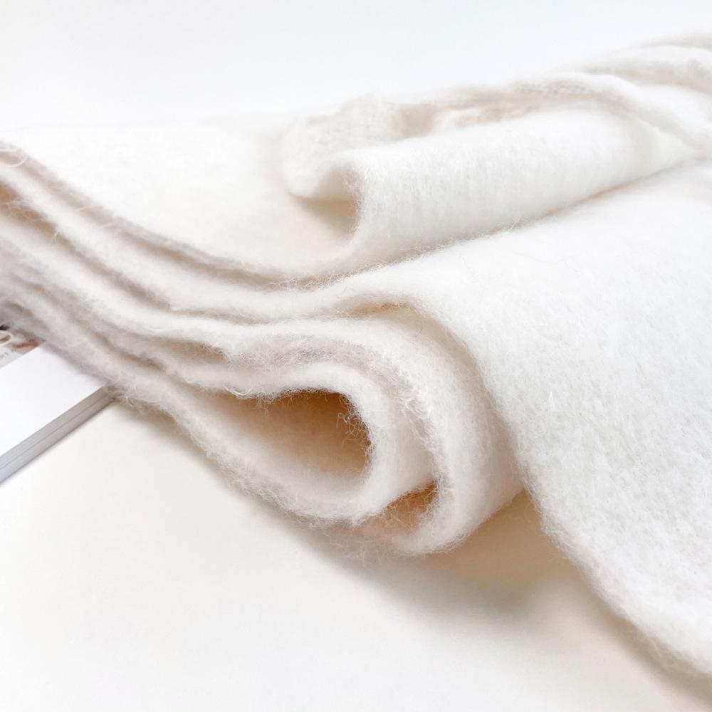 White mohair scarf vacuum packaging autumn and winter solid color warm scarf
