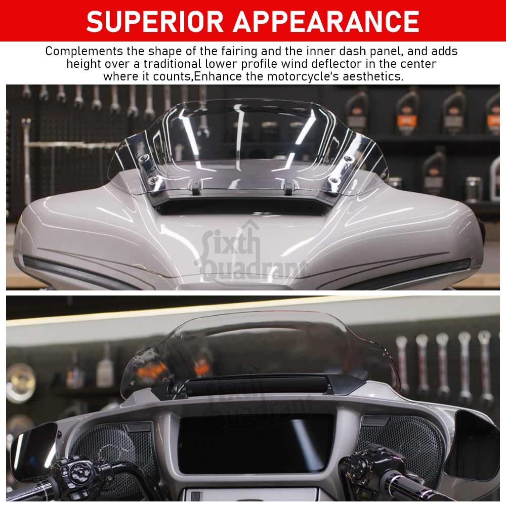 10 inch Motorcycle Accessory Front Fairing Windshield  Windscreen Wind Deflector For Harley Street Glide FLHX/I CVO FLHXSE 2023+