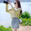 Ice Silk High-end Sequin Knitted Cardigan Women's Summer New Hollow Tulle Sunscreen Outerwear Blouse Top
