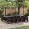 11-Piece Garden Dining Set In Brown Poly Rattan 3378757