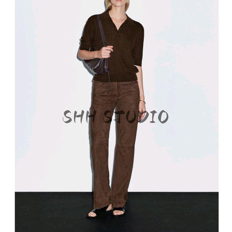 MD Spring/Summer New Arrival Women's Clothing High JGG Chengtong Diligent Twisted Flower Cable Stitch Half Sleeve Knitting Polo Shirt 5687579