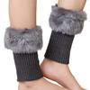 Women Leg Warmers Winter Autumn Lady Crochet Knitted Turn-over Fur Trim Leg Boat Socks Thick Boot Cuffs Toppers Foot Cover Warm