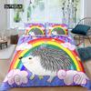 Dolphin Comforter Cover King Size Cute Unicorn Duvet Cover Cartoon Animal Pattern Bedding Set Blue Ocean Beach Theme Quilt Cover