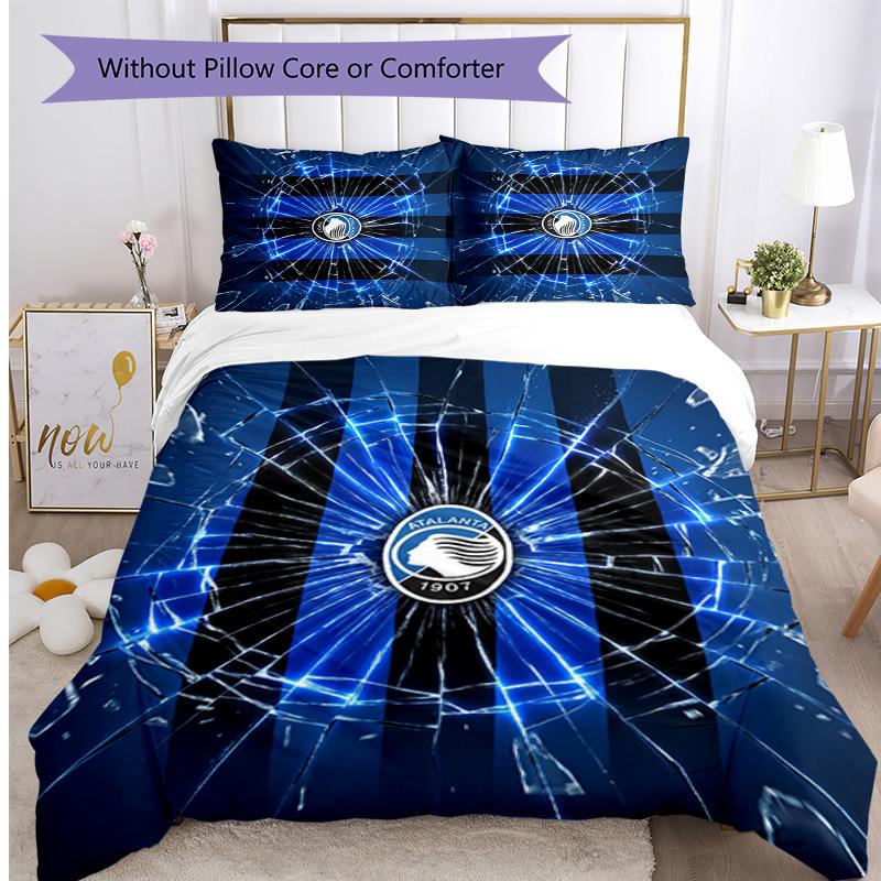 Atalanta FC Printed 3PCS Bedding Set Breathable Duvet Cover with Pillowcases Decorative Bed Linen for Bedroom Home