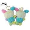 Decorative Bag Charm for Girls Cute Fluffy Rabbit Keychain Plush Card Holder Pendant with Animal Doll Flower Embroidery Kawaii Keys Backpack
