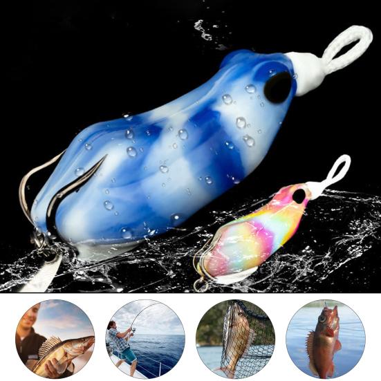 Fishing Lure Artificial Bait with Drainage Holes Realistic Looking Vibrant Color Sharp Hook Frog Fake Lure Bait Fishing Tackle