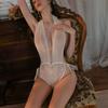 Erotic Underwear, Sexy Lace Seductive Mesh halter Jumpsuit, Hot See-through pajamas, women's uniform 8859