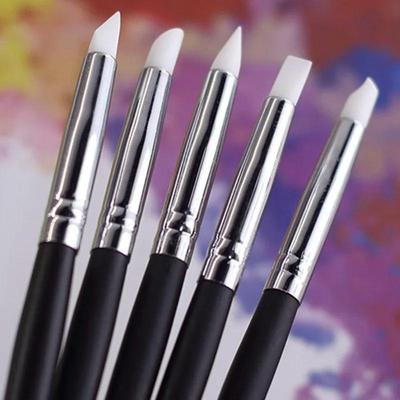5-teiliges Pinselset mit Silikon-Gummi-Spitze für Aquarell-, Öl- und Polymer-Ton-Bildhauerei- und Modellierwerkzeuge für Künstlerbedarf