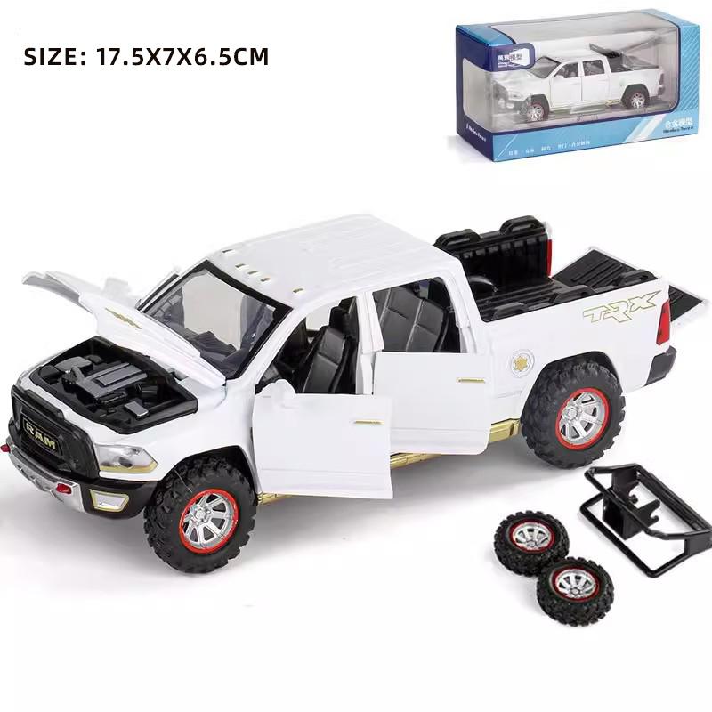 1/32 Scale Dodge RAM Pickup Truck Alloy Model with Sound, Light & Spring-Back Action - Kids' Toy for Adventurous Play