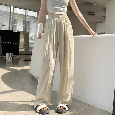 Pantalon d'été à jambes larges et coupe décontractée avec plis fins