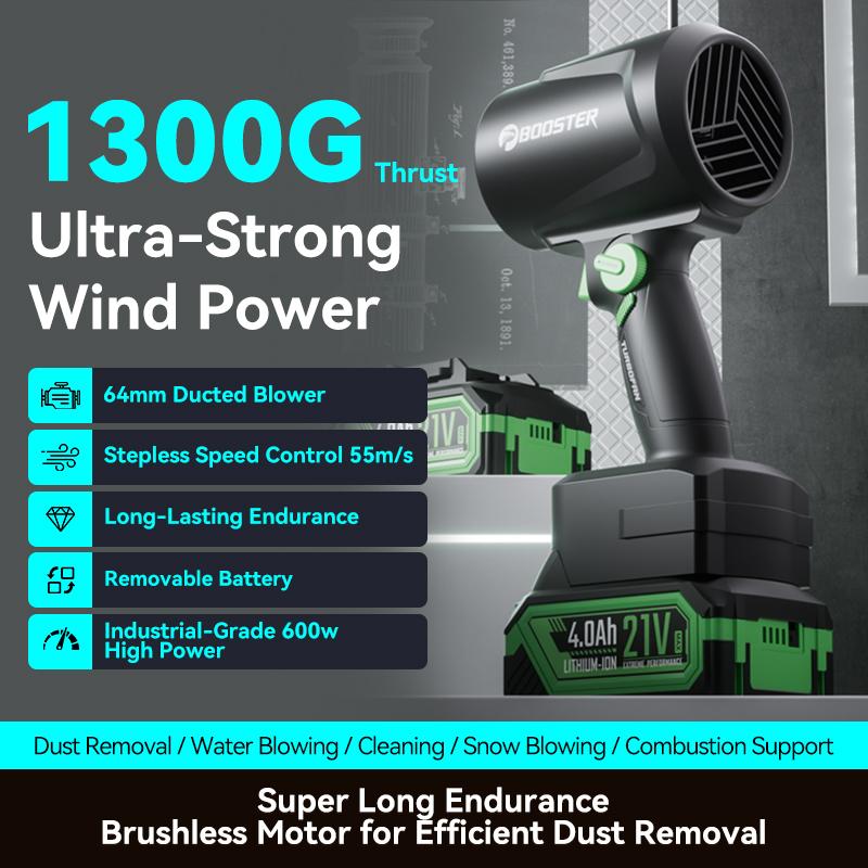 Booster Turbo Fan Blade Blower 45000RPM Infinitely Variable Speed 1200g Strong Thrust Longer Endurance Replaceable Battery High-Power Strong Wind