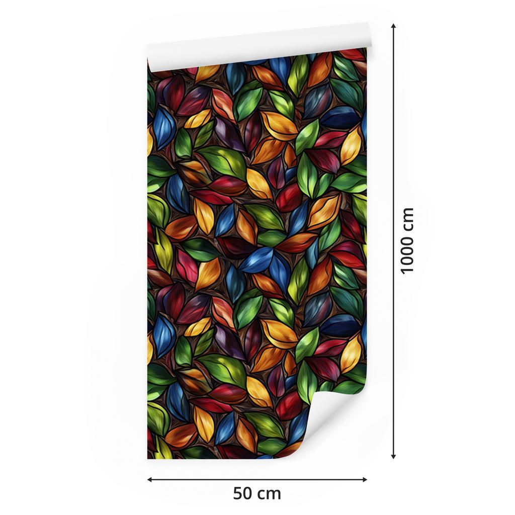 Burgundy, rust and navy blue stained glass wallpaper for living room and bedroom 50x1000