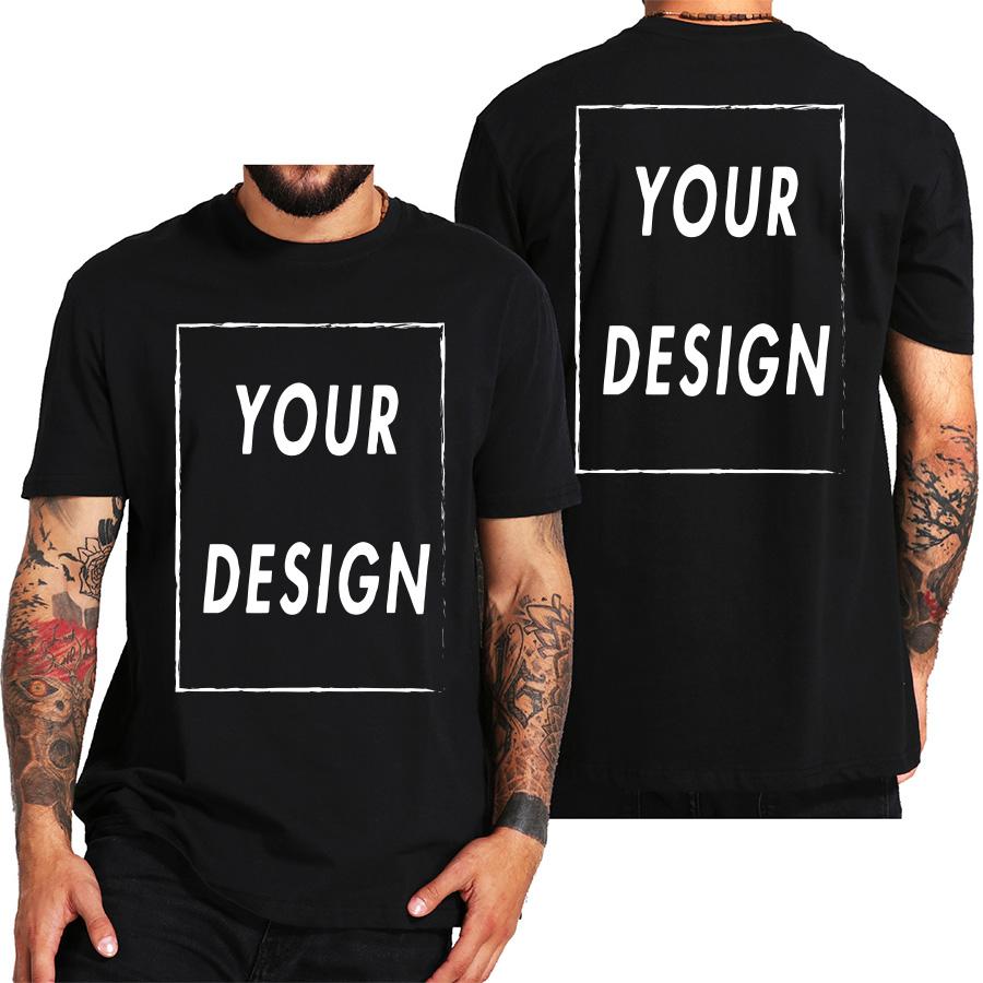 Camiseta Personalizada para Homens Design Eu Amo Seu Próprio Logo Texto Foto Grátis Ambos os Lados Tamanho UE Algodão Camiseta Personalizada