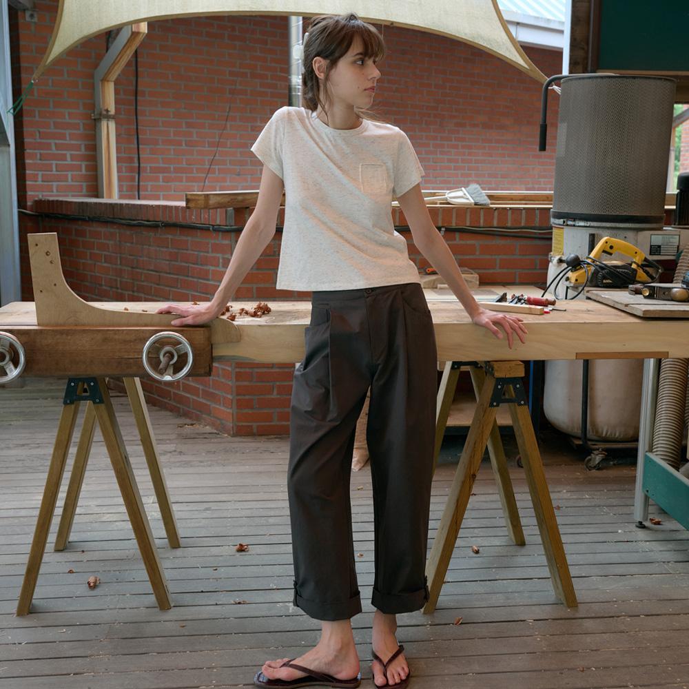 Elssibeui Slub Nep Pocket T-Shirt_Ivory