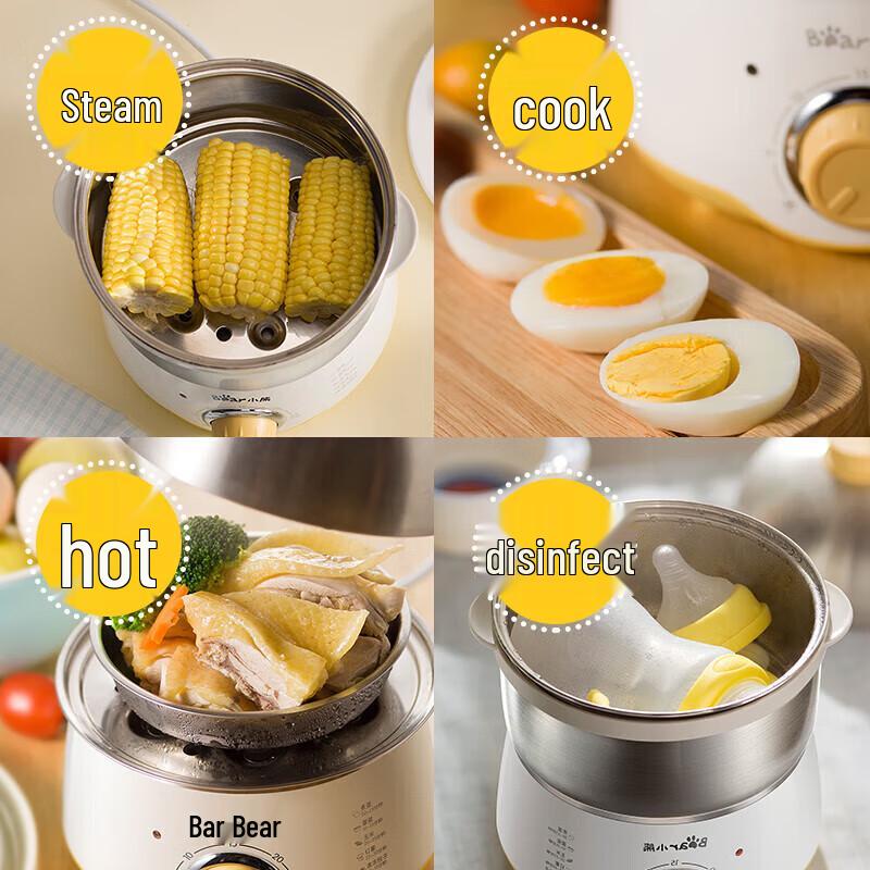 Bear Double Layer Smart Timing Stainless Steel Egg Cooker CN plug (adapter included)
