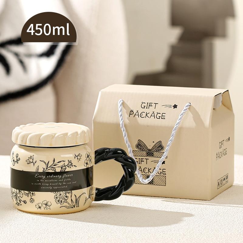 French Retro Ceramic Cup Office Water Cup High Value Mug Home Dormitory Coffee Cup Couple Cup Men