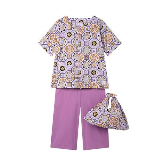 

[Wacoal] RDT118 Room Wear SOU/SOU Pajamas ML 100% Cotton Half Sleeves Three Quarter Length Pants Comes with Raku Bag