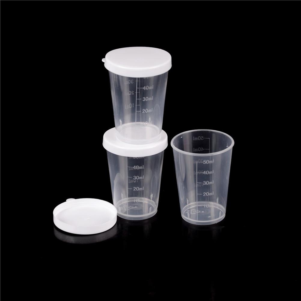 Cylindre de Test de Laboratoire Gradué en Plastique PP Transparent Tasses de Mesure de Liquide Couvercle Blanc Indexation Récipient Transparent Tube20ml/30ml/50ml