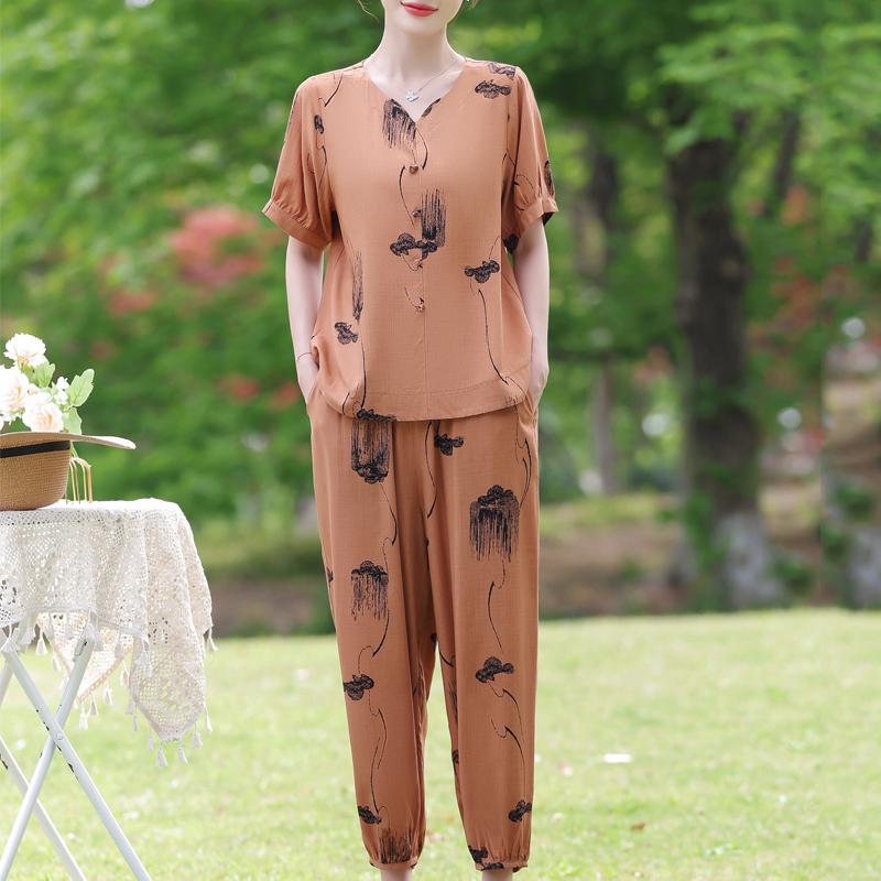 Elegant Women's Pants Sets Summer Casual Two Piece Set for Woman Vintage Clothes
