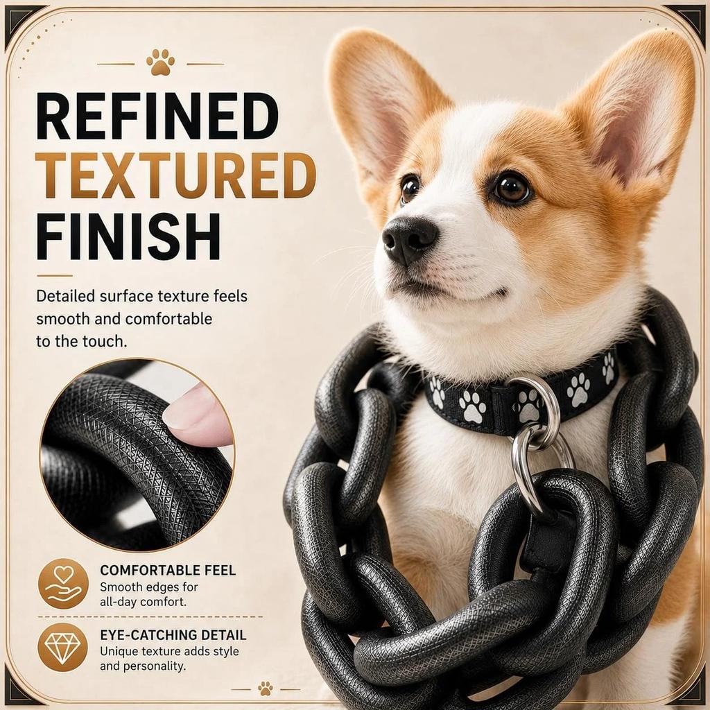 Chain Leash, Lightweight Big Plastic Pet Lead, Oversized Faux Metal Links Walking Accessory, Funny Costume Photo Prop