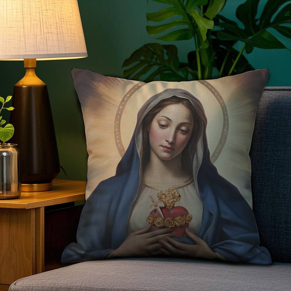 S-Sacred Aesthetic Art Pillow Case Plush Linen Soft Double Sided Printed Design Throw Cushion Decorative Home