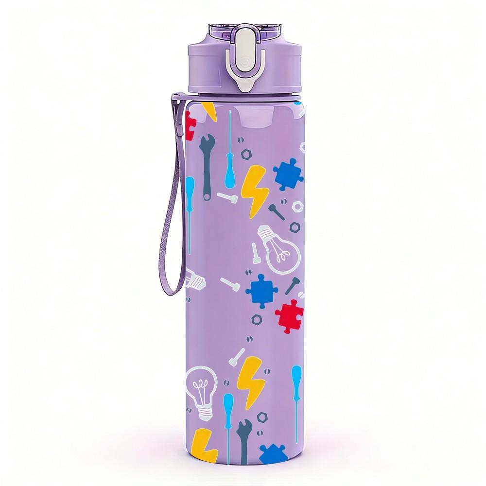 1PC Confetti Dot Party Doodle Seamless Print 750ml Color Plastic Sports Water Bottle Leakproof Flip Straw Lid Suitable for Sports Office Home Use