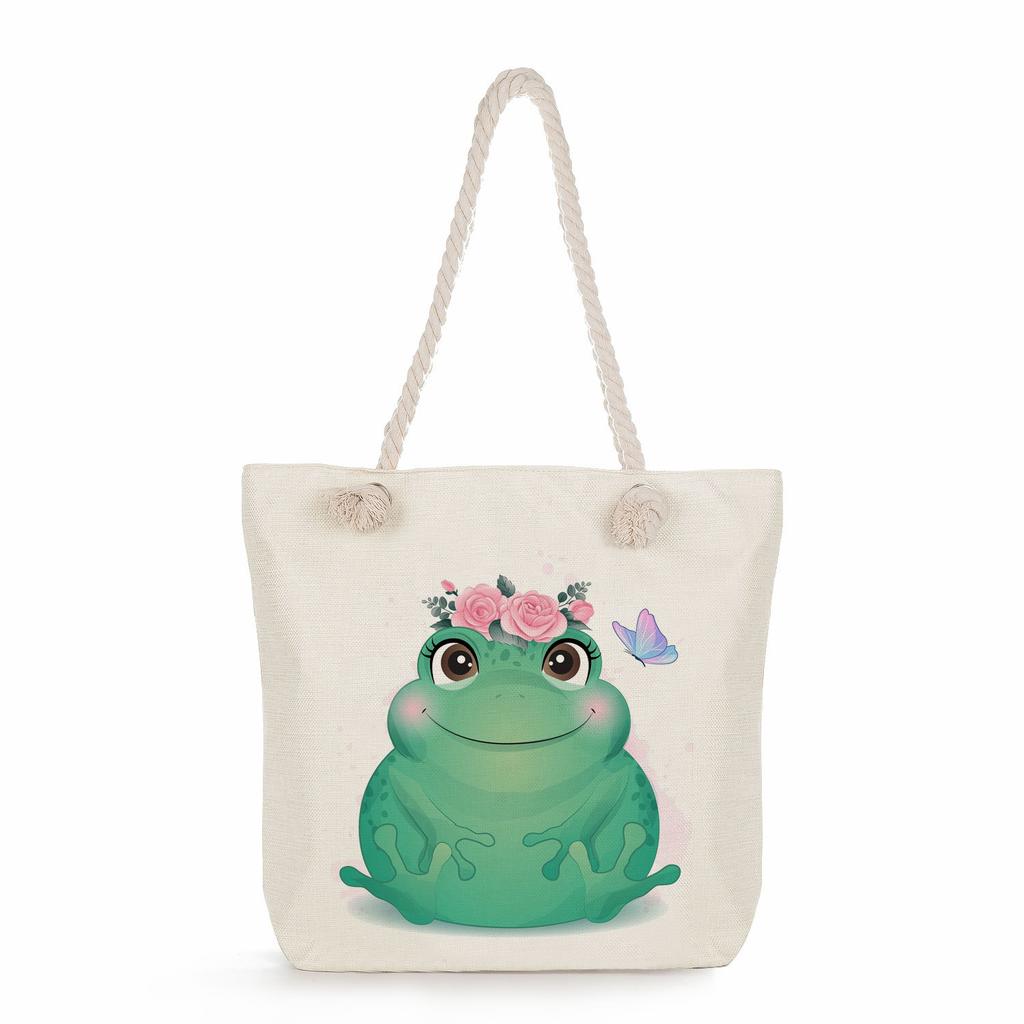 Animal print thick rope single-shoulder beach bag 7286 CLE