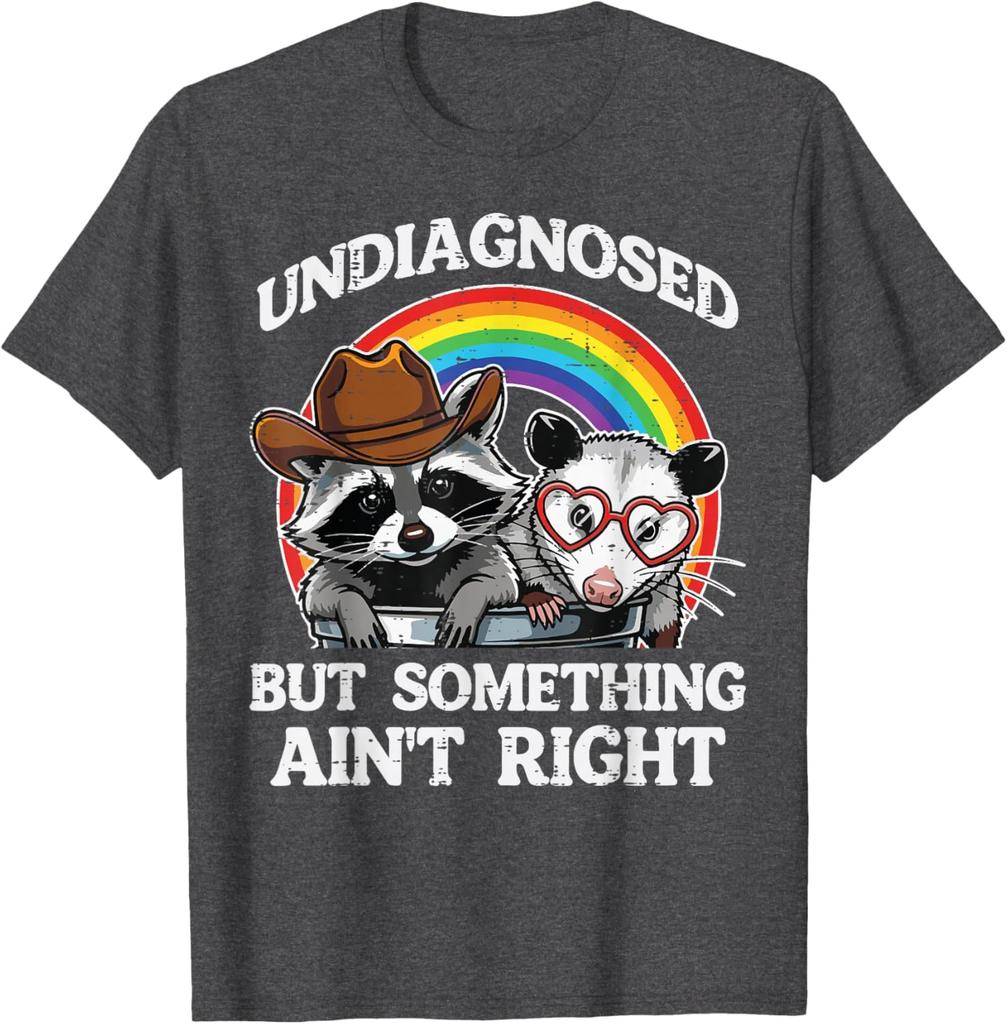Undiagnostiziert, aber irgendetwas stimmt nicht Waschbär Opossum Grafik T-Shirt Lässiges Baumwoll-T-Shirt für Männer Frauen