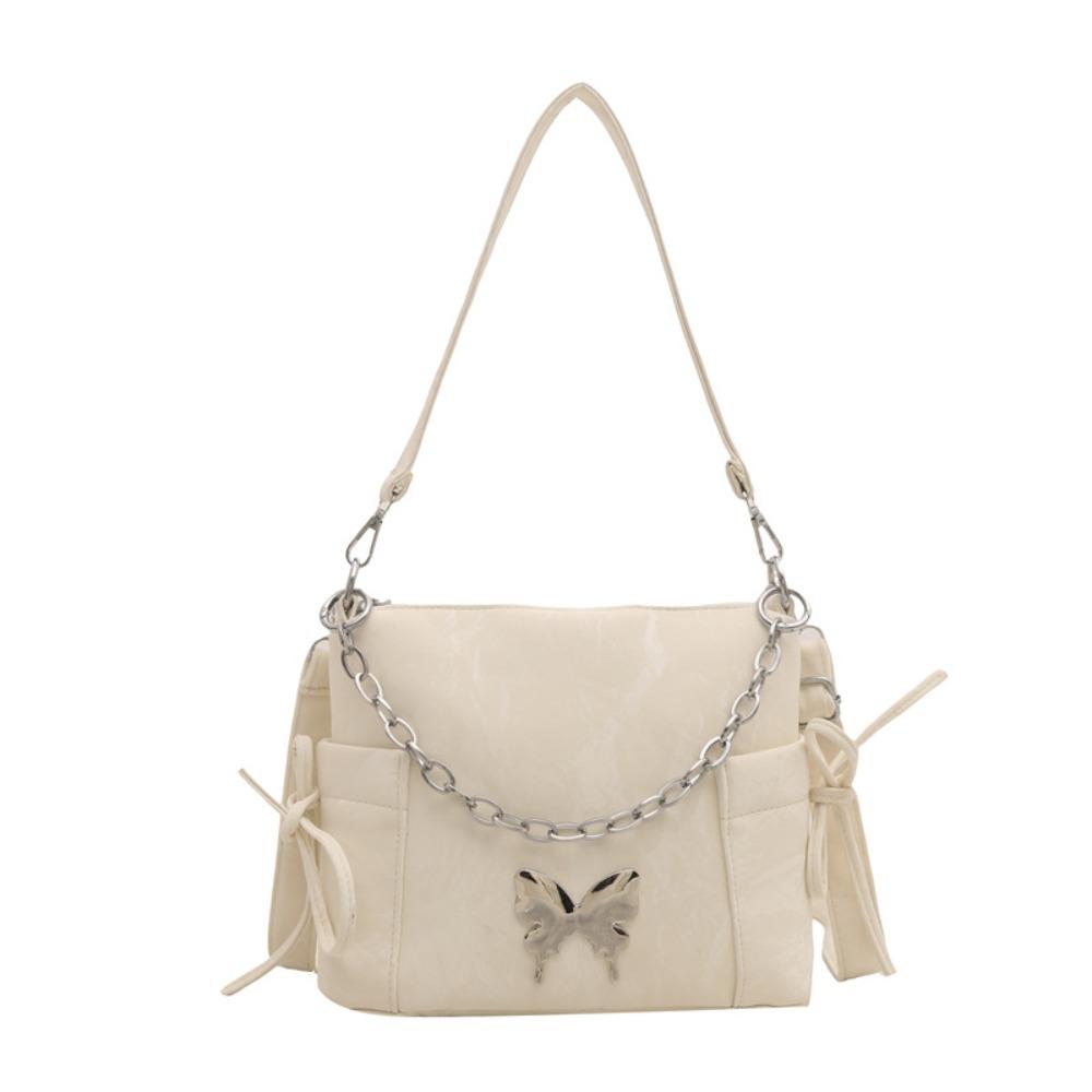 

Металлическая сумка-мешок на шнурке через плечо с декором в виде бабочки, женская сумка кроссбоди для работы белый