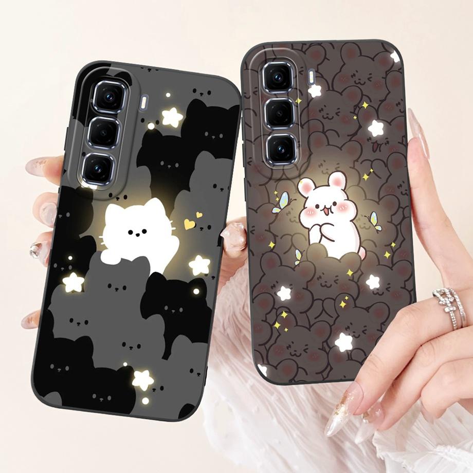 For Infinix Hot 50 Pro+ Hot50 Pro Hot 50 Pro Plus 4G Phone Case Soft Silicone Back Cover Love Heart Girly Flower Painting Fundas