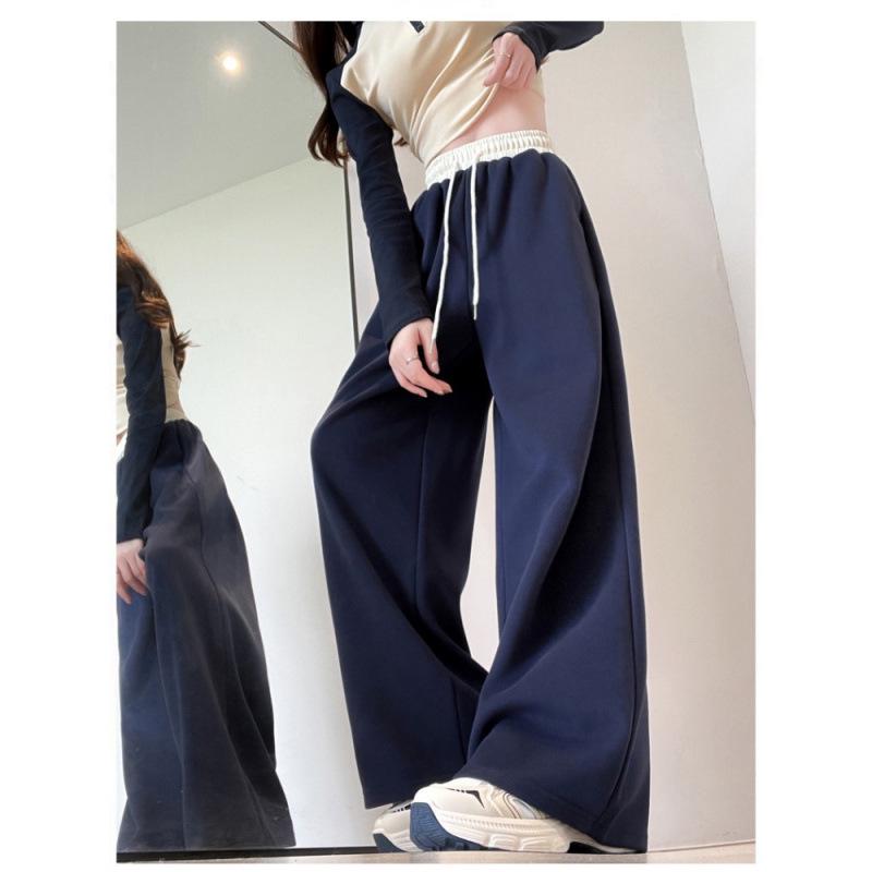 Women's High-Waisted Color Block Wide-Leg Sweatpants for Spring/Autumn 2026