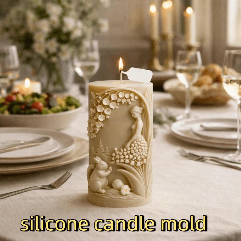 3D Flower Girl Candle Mold Reusable Pillar Candle Mold Decorative Candle Making Mold  Art Projects