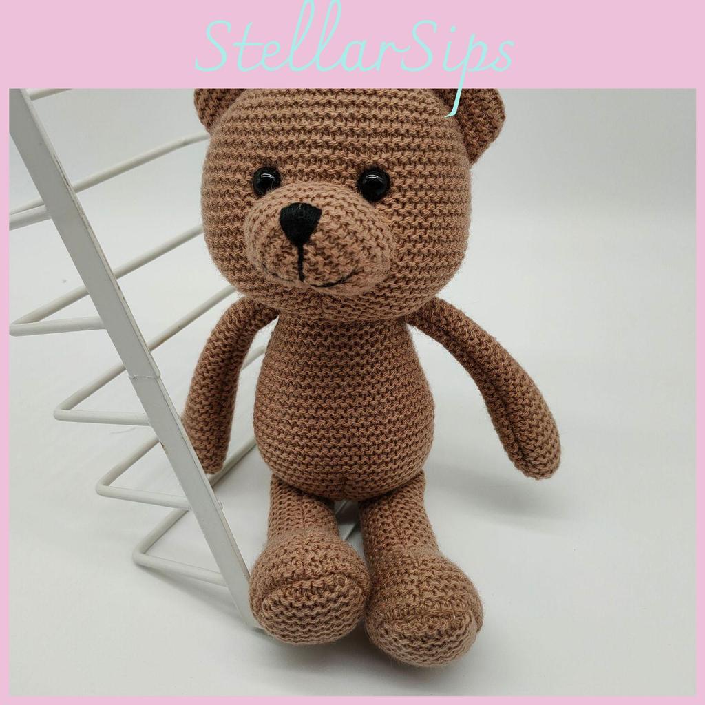 Children Handmade Knit Bear Soft Plush Animal Toy Playroom Decor Gift Birthday