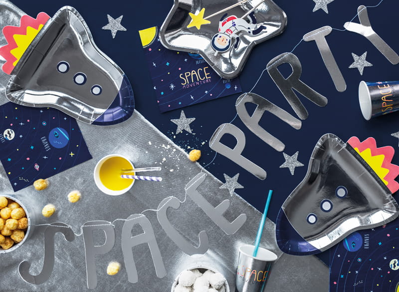 Partydeco Talerzyki Papierowe Kosmos Rakieta 21,5X29,5 Cm / 6 Szt