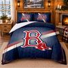 Printed 3Pcs Bedding Set Boston Red Sox Pattern Bed Sheet Pillowcase For Bedroom Decor