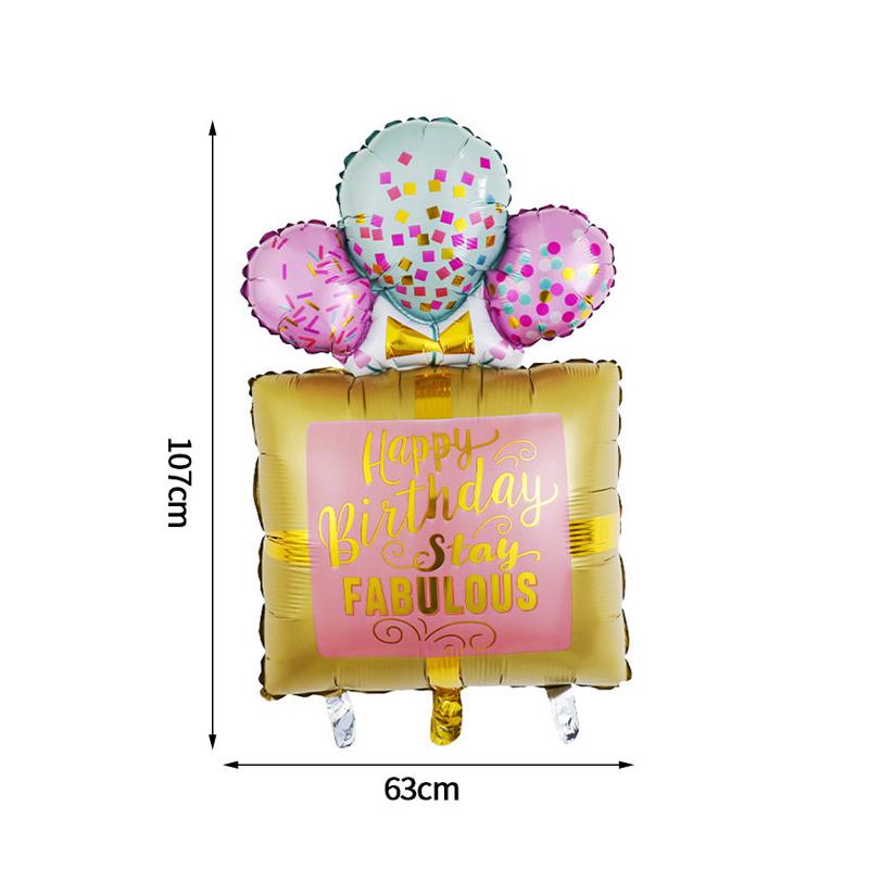 3D Birthday Cake Aluminum Film Balloon Decoration Colored Double Layer Cake 1 Year Old Baby Shower Birthday Party Supplies
