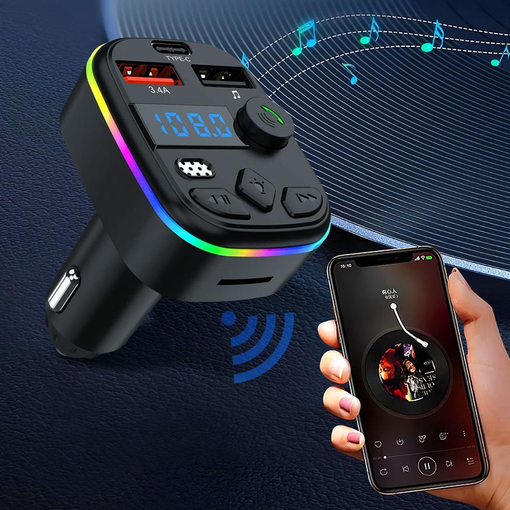 Cell Phone Charger Bluetooth-Compatible Support TF Card U Disk Hands Free Wireless Car Kit Car FM Transmitter MP3 Player Adapter