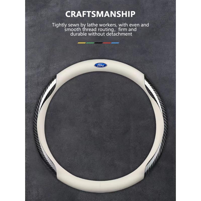 1 st Läder Kolfiber Bil Rattkåpa Biltillbehör För Ford Focus Mondeo MK1 MK2 MK4 MK3 ST Line Kugo Transit Escape Fusion Explorer