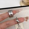 Personalized Design Silver Color Stainless Steel Star Cross Couple Rings for Women Men Gothic Trendy Hip Hop Rock Finger Jewelry