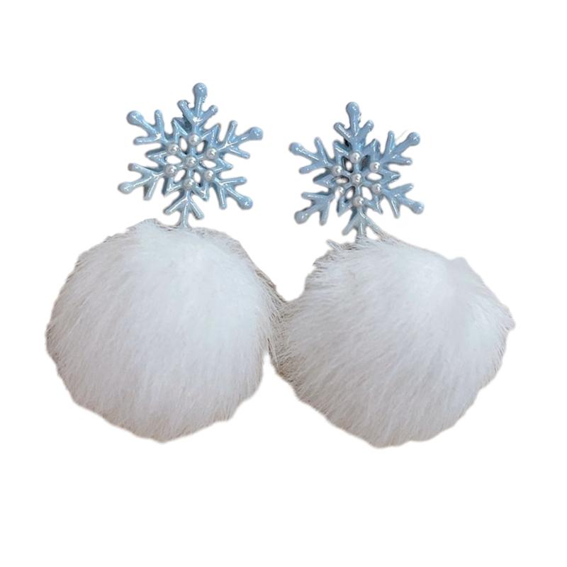 

Christmas Snowflake Earrings Handmade Dangle Earrings Holiday Plush Ear Accessories Aesthetic Drop Earrings for Daily 1