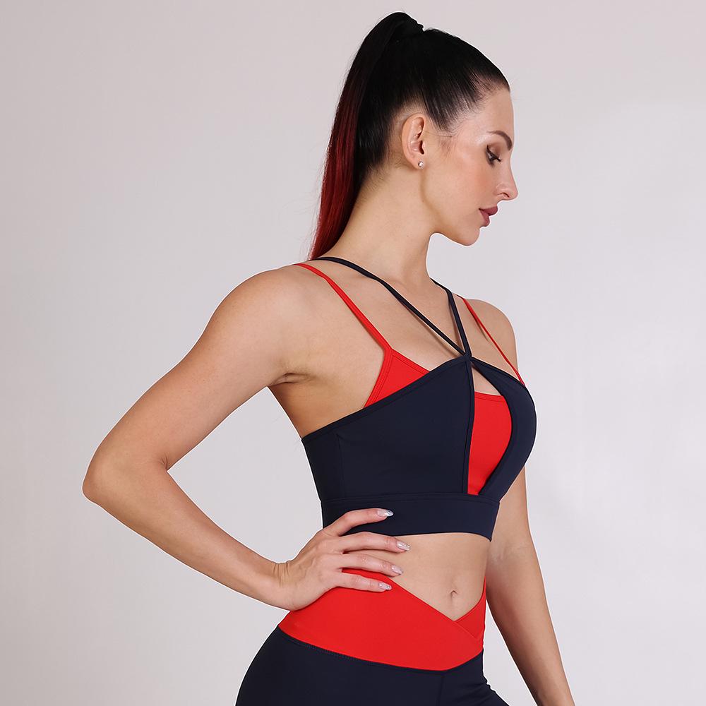 2025 Spring/Summer Double-Sided Colorblock Thin Strap Yoga Bra - Women's Nude Feel Sportswear