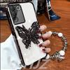 3D Butterfly Phone Holder Bead bracelet Glitter Case for Xiaomi Redmi 15C 15 14C 13C 13X Note 15 14 13 Pro Plus 14S Stand Cover