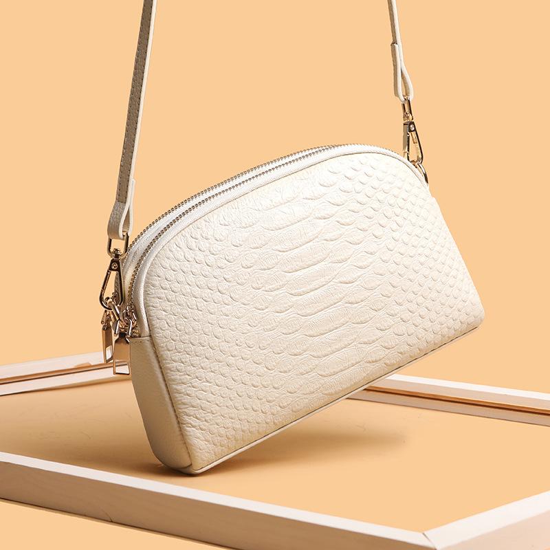 Kožená malá taška Dámská taška Módní První vrstva hovězí kůže Krokodýlí vzor Velká kapacita Taška přes rameno Messenger taška