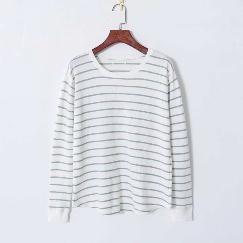 

2023 Fall Women s Clothing Fashion K-style Mixed Color Stripe round Neck Pullover Long Sleeves Loose Slimming and All-Matching Knitwear White Stripes L