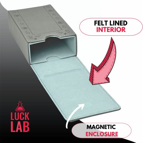 Luck Lab Leather Tarot Card Case/Holder - Gray - Fits Most Standard Size Tarot Cards (Fits Box Deck Size) - Moon Design